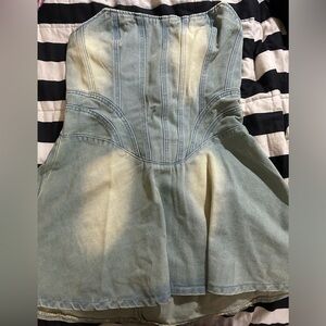 Light Blue Wash Seam Detail Mini Dress